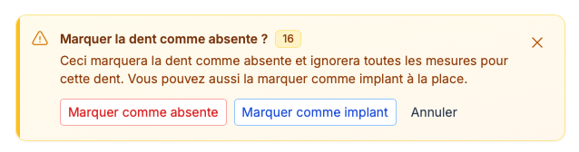 Définir le statut de la dent